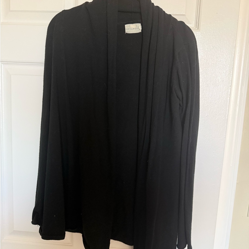 Dreamers Black Open-Front Cardigan